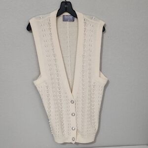 Marisa Christina Vest Womens Size L Lambs Wool Angora FLAWS Knit